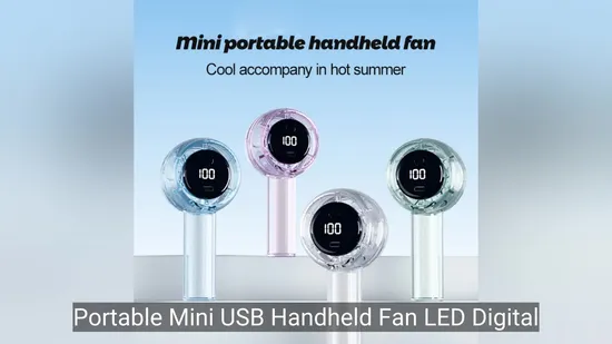 Portable Mini USB Handheld Fan LED Digital Display Rechargeable for Travel Cooling 